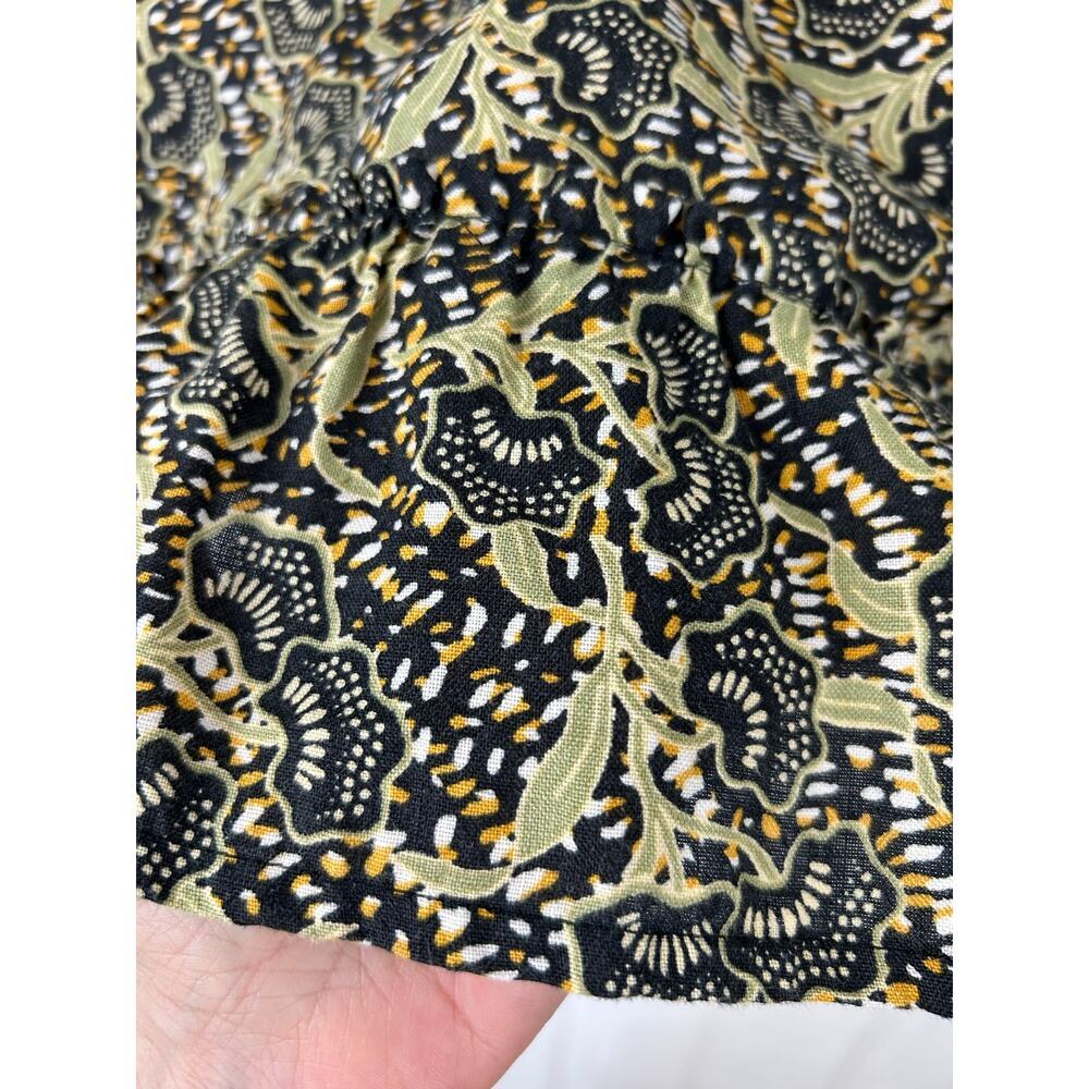 Rachel Zoe 100% Linen Floral Print Ruffle Hem Mini Skirt Black Green Womens L - Picture 3 of 6